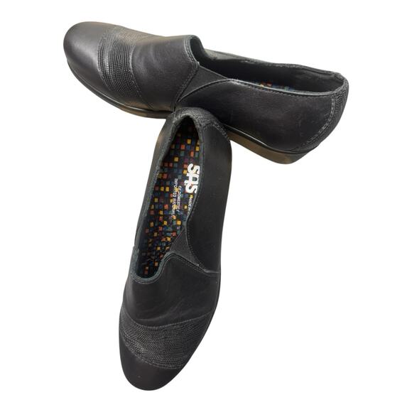 SAS Nora Black 10 M Lizard Print Embossed Leather Slip On Loafers - Picture 1 of 10